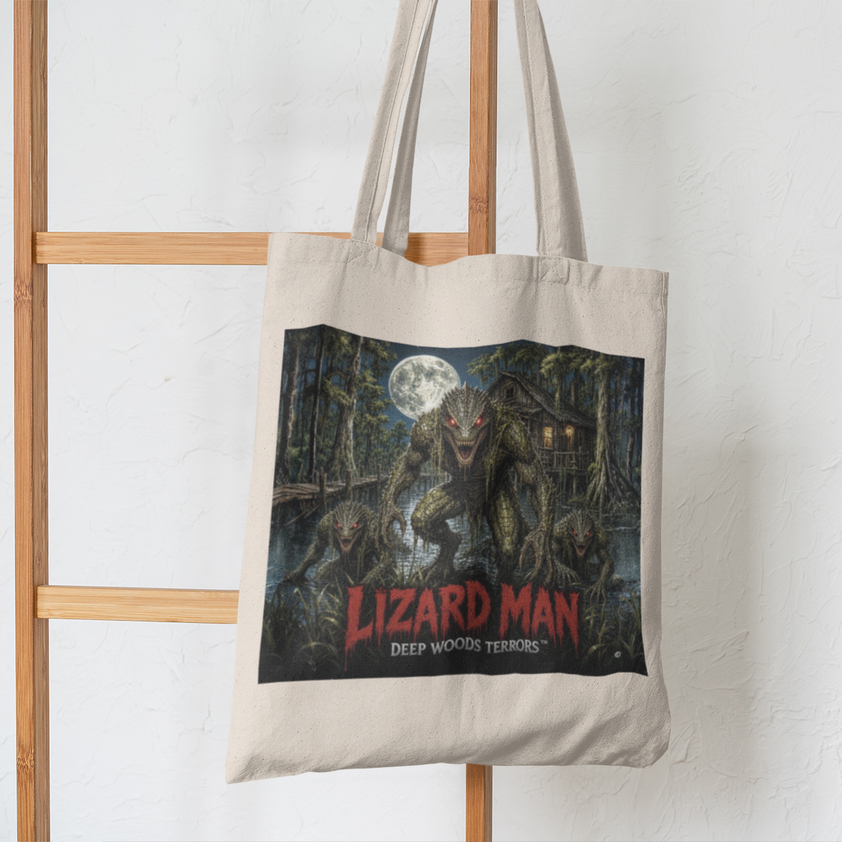 Deep Woods Terrors™ - Lizard Man Canvas Tote Bag